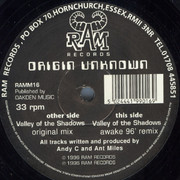 Origin Unknown - Valley Of The Shadows (RAM Records RAMM016, 1996) :   